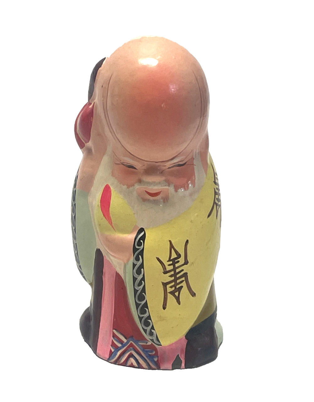 Vintage Chinese Shou Xing God of Longevity Figurine Hand Painted Shou Lao 3"